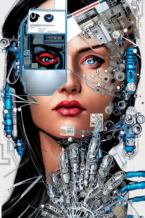 Image similar to a portrait of a beautiful cybernetically enhanced woman, by marvel comics and sandra chevrier