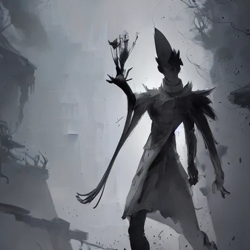 Image similar to a set of clothing design of the magician of the fantasy world, thin young male, black and white tone, 2 d game art, design by cory loftis, fenghua zhong, ryohei hase, ismail inceoglu and ruan jia. artstation, volumetric light, detailed, photorealistic, fantasy, rendered in octane