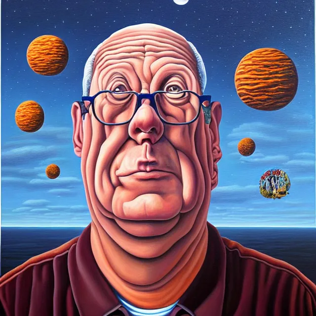 Image similar to an oil on canvas portrait painting of hank from king of the hill, surrealism, surrealist, cosmic horror, rob gonsalves, high detail