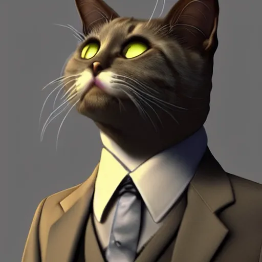 Prompt: cat wearing a suit artstation