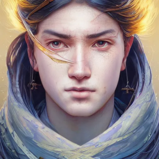 Image similar to Hyper realistic detailed portrait of Kurdish samurai, Stephen Bliss, unreal engine, fantasy art by Greg Rutkowski, Loish, Rhads, ferdinand knab, Makoto Shinkai and Lois van baarle, ilya kuvshinov, rossdraws, Tom Bagshaw, alphonse mucha, global illumination, radiant light, detailed and intricate environment, highly detailed, award winning art