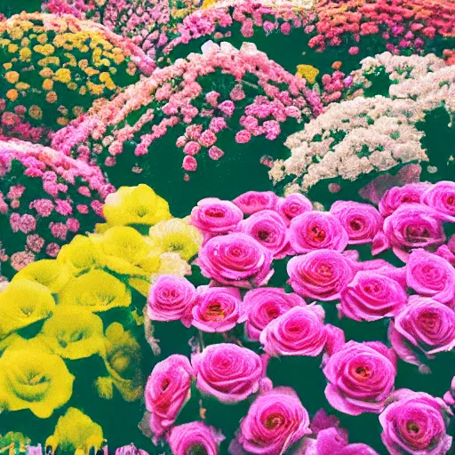 Prompt: colorful flowers film photography