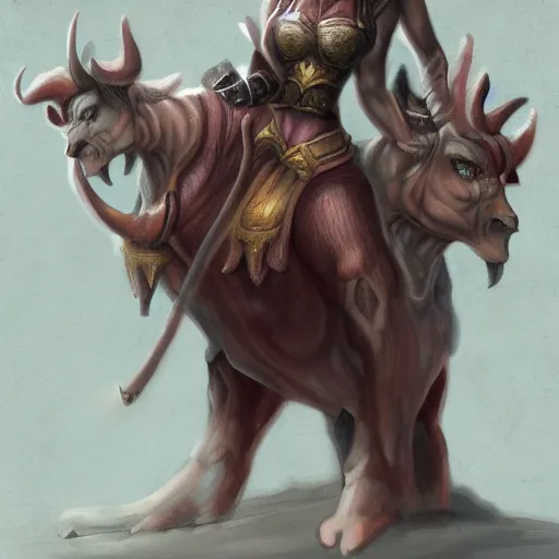 Image similar to fantasy portrait of a friendly female Minotaur mother, concept art