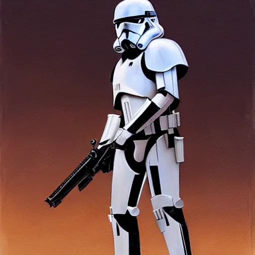 Image similar to extremely long shot of an imperial stormtrooper walking, concept art by Doug Chiang cinematic, realistic painting, high definition, concept art, the Mandalorian concept art style