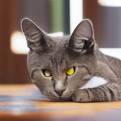 Prompt: a rubik cube shaped as a cat, 4 k product photo