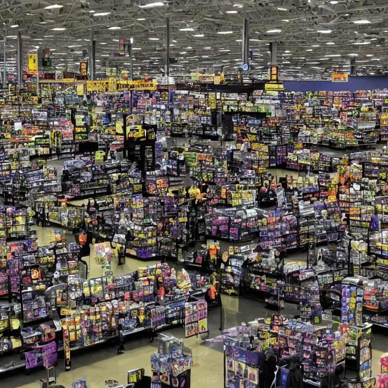 Prompt: An extremely spooky gothic Wal-Mart