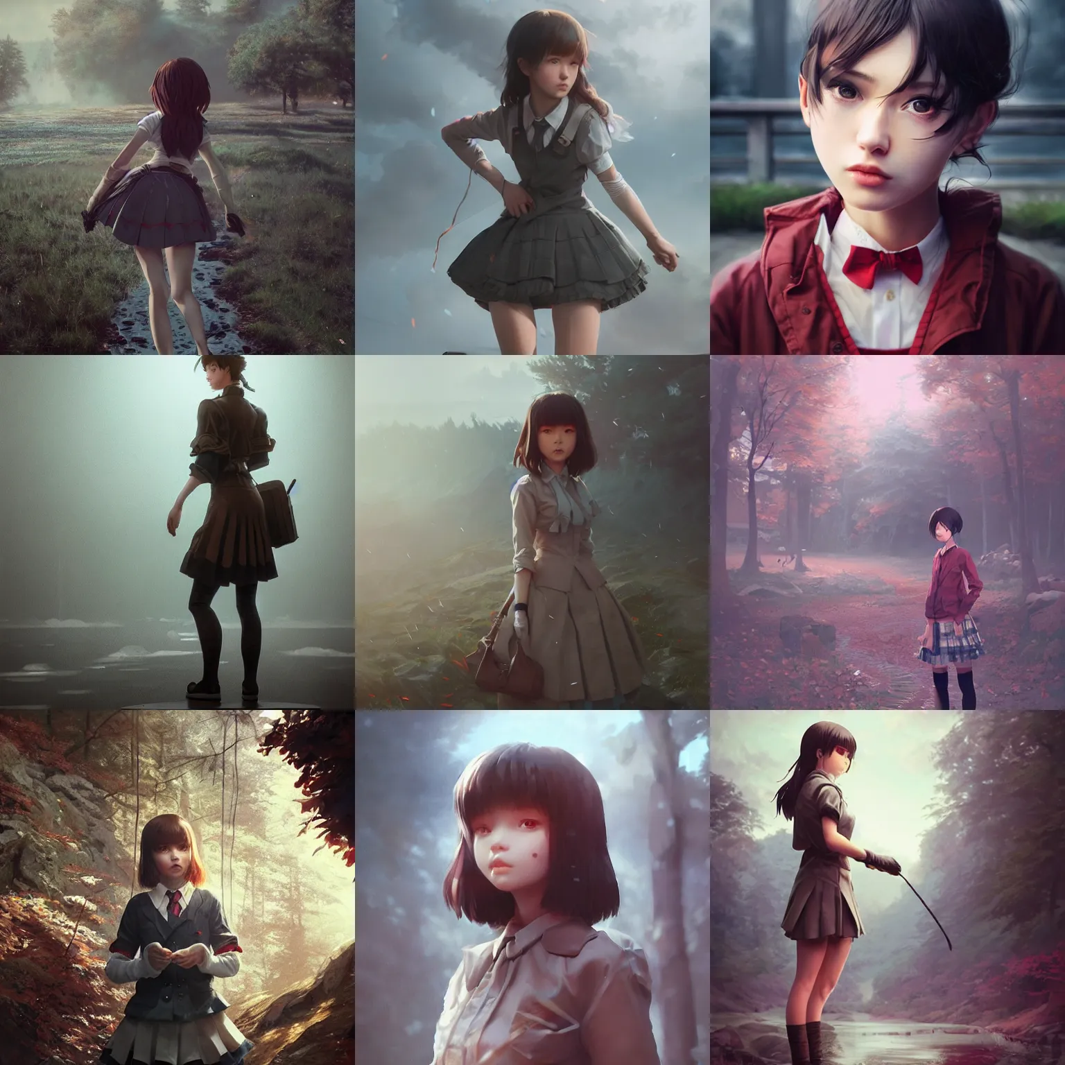 Image similar to insanely detailed. instagram photo, kodak portra. by wlop, ilya kuvshinov, krenz cushart, greg rutkowski, pixiv. zbrush sculpt, octane, maya, houdini, vfx. schoolgirl by ayami kojima. cinematic dramatic atmosphere, sharp focus, volumetric lighting.