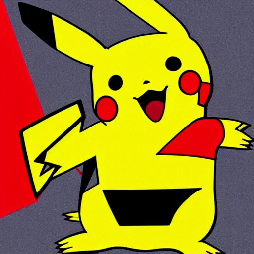 Prompt: Pikachu at a comunist propaganda poster