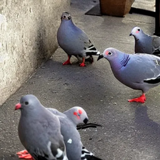 Image similar to pigeons from mexican cartel vs cat police