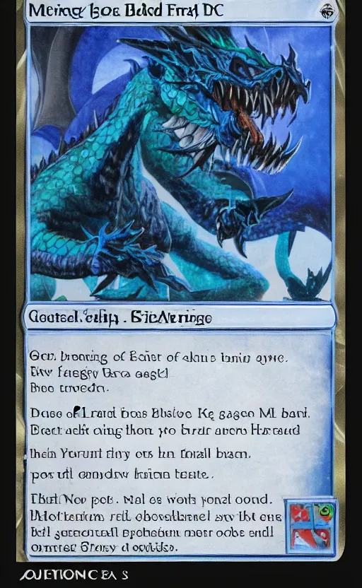 Image similar to mtg card trading fantasy mtg card of a blue dragon