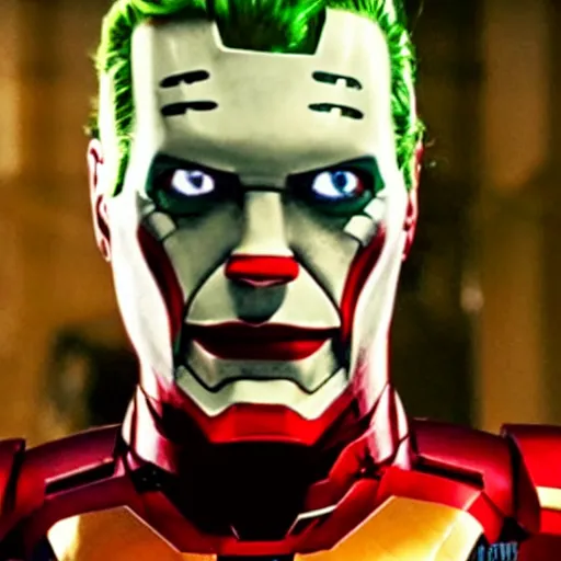 Prompt: film still of Ironman as joker in the new Joker movie