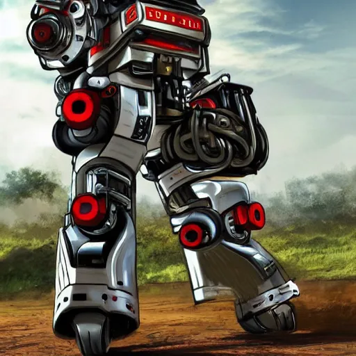 Image similar to a man with engines, man and machine, mech