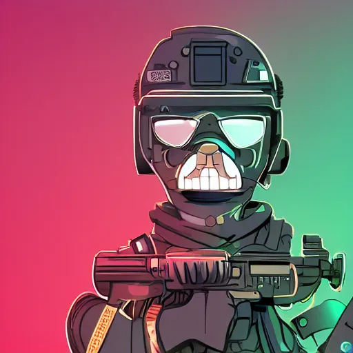 Image similar to digital mascot for special operations service in cyberpunk style