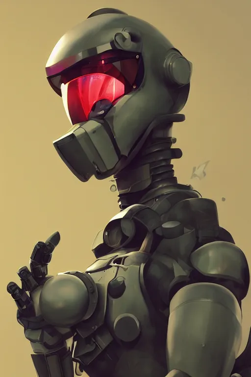 Image similar to robot ninja mask helmet metal gear solid training suit swat commando, aesthetic octane render, 8 k hd resolution, by ilya kuvshinov and cushart krentz and gilleard james, by carl warner and jim woodring, trending on artstation : 1. 5, sweet joy harmony color scheme