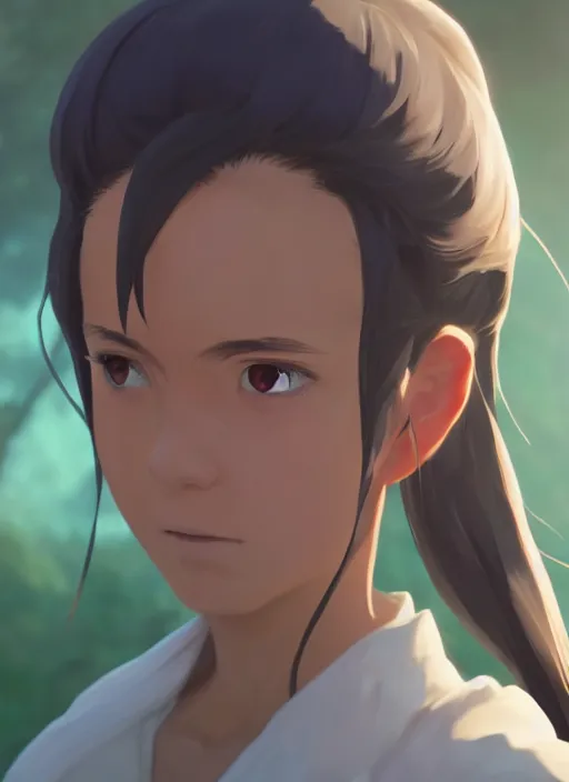 Image similar to celes chere portrait headshot, studio ghibli, sharp, rendered in unreal engine 5, anime key art by greg rutkowski, bloom, dramatic lighting