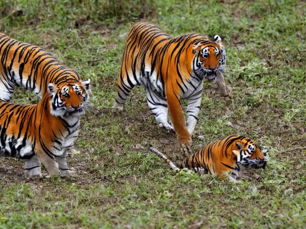 Image similar to a mushroom tiger advances