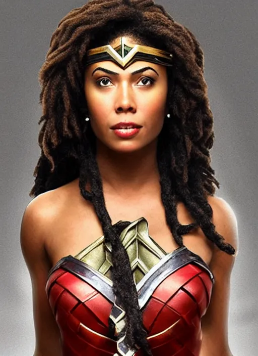 Prompt: beautiful african american wonder woman, stunning character portrait