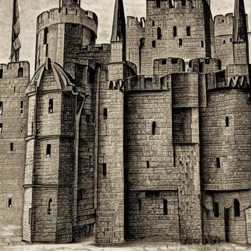 Prompt: eternal medieval castle by bauhaus