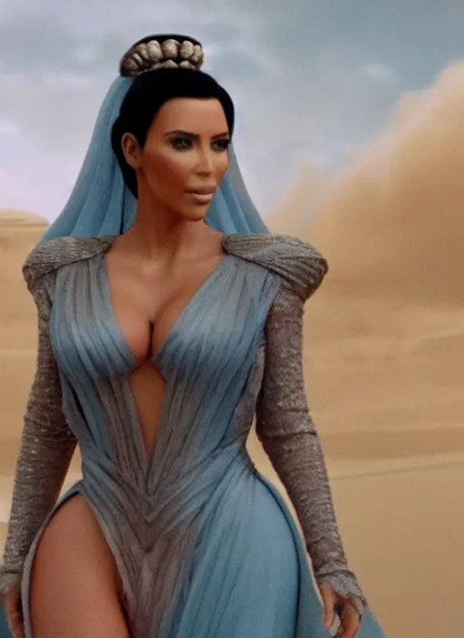 Image similar to film still of kim kardashian as princess leigha in star wars,