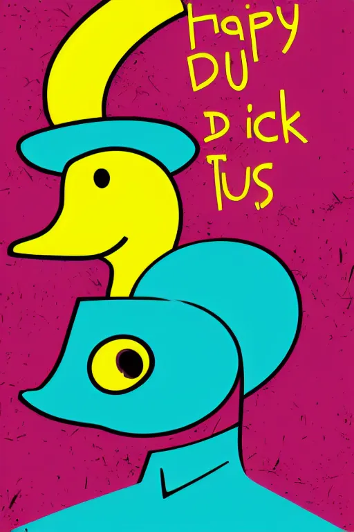 Prompt: happy duck, 7 6 retro futurist illustration art by butcher billy, sticker, colorful, illustration, highly detailed, simple, smooth and clean vector curves, no jagged lines, vector art, smooth andy warhol style