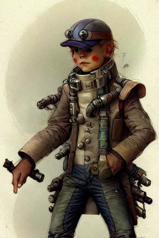 Image similar to ( ( ( ( ( 2 0 5 0 s retro future 1 0 year boy old super scientest in space pirate mechanics costume full portrait. muted colors. ) ) ) ) ) by jean - baptiste monge!!!!!!!!!!!!!!!!!!!!!!!!!!!!!!