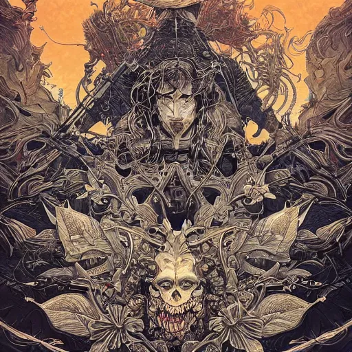 Image similar to 🏴🏴☠🤬, symmetrical, intense, detailed, by bambang nurdianshyah, garis edelweiss, roby dwi antono and dan mumford, ayami kojima, takato yamamoto, barclay shaw, norman rockwel, karol bak, yukito kishiro