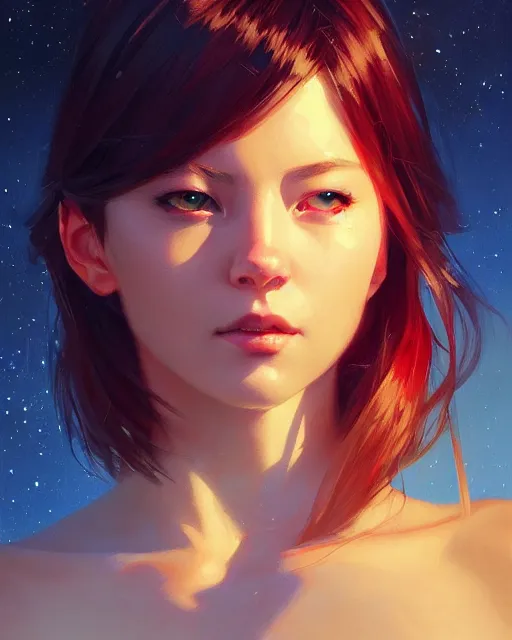 Image similar to a potrait of a space fanstasy cat, fine details. night setting. realistic shaded lighting poster by ilya kuvshinov katsuhiro, artgerm, jeremy lipkin and michael garmash, unreal engine, radiant light, detailed and intricate environment, digital art, trending on art station