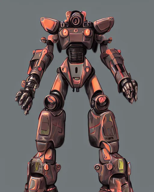 Prompt: an experimental mech in the style of fallout power armor in the style of bubblegum crisis powersuits trending on artstation deviantart pinterest hyper detailed photorealistic highlights and shadow hd 8 k post - processing high resolution