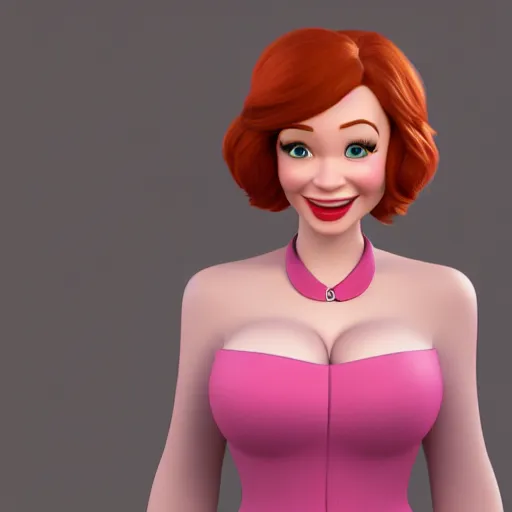 Image similar to Christina Hendricks as Disney Pixar character, 3d render, 4k,