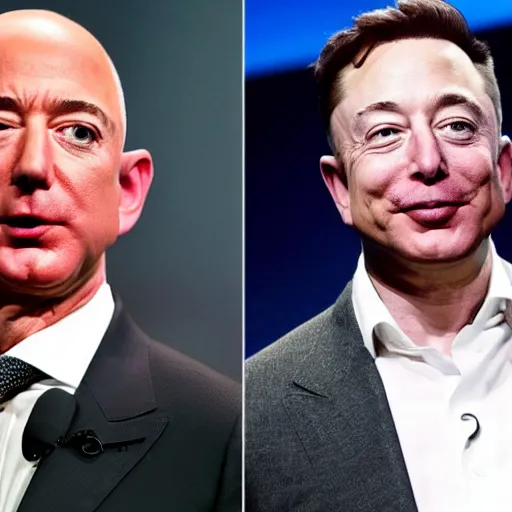 Image similar to jeff bezos elon musk fusion