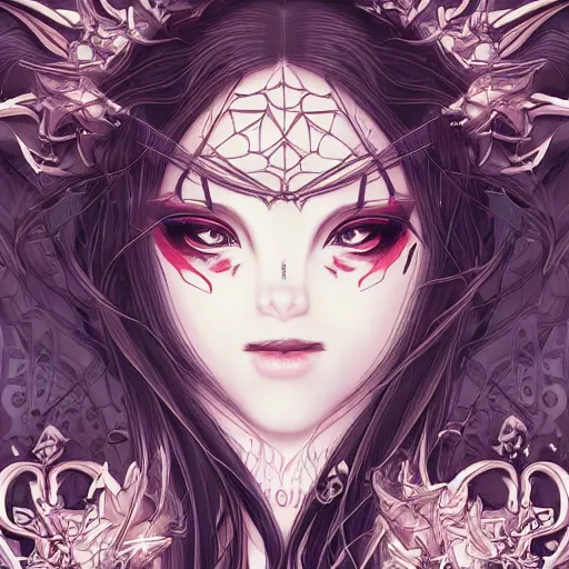 Image similar to demonic consort, heroine, beautiful, detailed symmetrical close - up portrait, intricate complexity, in the style of artgerm and kazuki tanahashi, cel - shaded