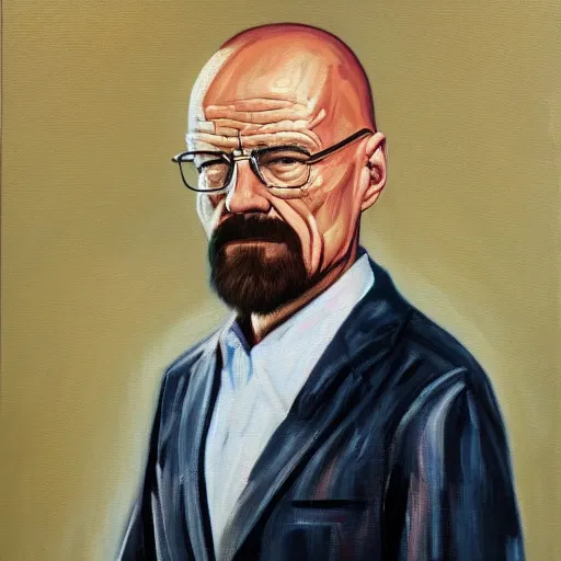 Image similar to walter white, oil on canvas