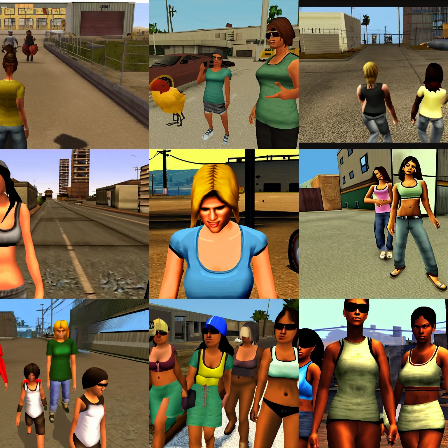 Prompt: screenshot of chicks from gta san andreas