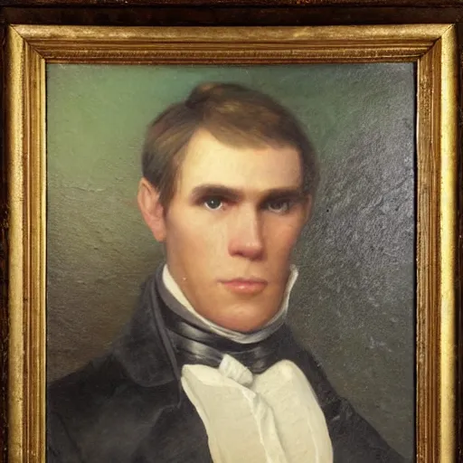 Image similar to An early 1800s oil painting of Jerma985 in the early 1800s, grainy, realistic, very realistic, hyperrealistic, highly detailed, very detailed, extremely detailed, very neat, very epic, very cool, detailed, trending on artstation