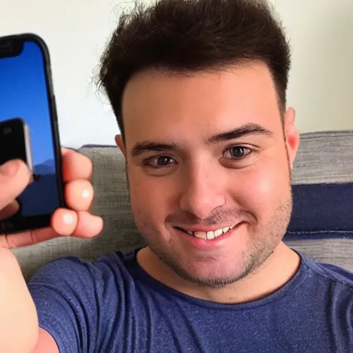 Image similar to man takes selfie of himself with an iphone 12 pro max