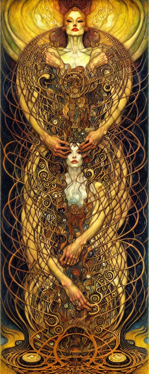 Image similar to Divine Chaos Engine by Karol Bak, Jean Delville, William Blake, Gustav Klimt, and Vincent Van Gogh, symbolist, visionary