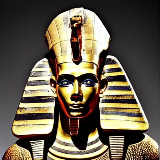 Image similar to A pharaoh wearing a leather jacket, portrait, by Derek Ridgers, Richard Avedon, Mario Testino