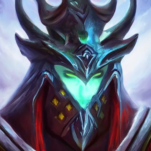 Image similar to very beautiful oil painting wraith king from dota 2,