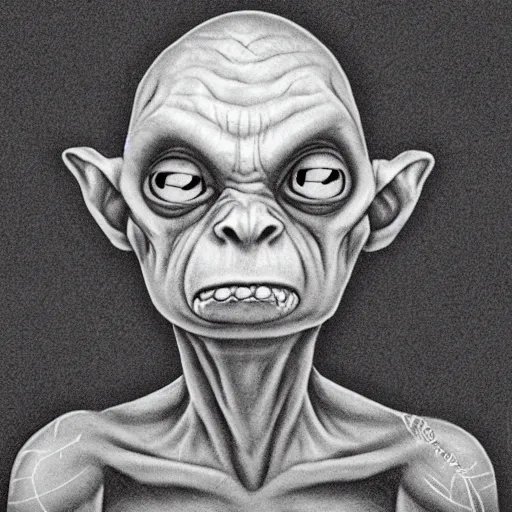 Prompt: gollum as an emo kid portrait