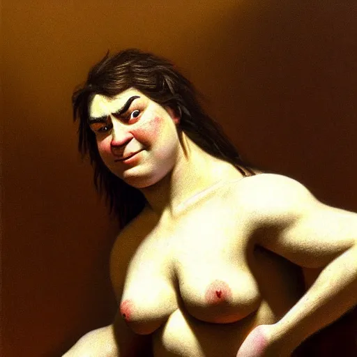 Image similar to shrek, extremely sensual, hyperrealistic, portrait drawn by jean - leon gerome