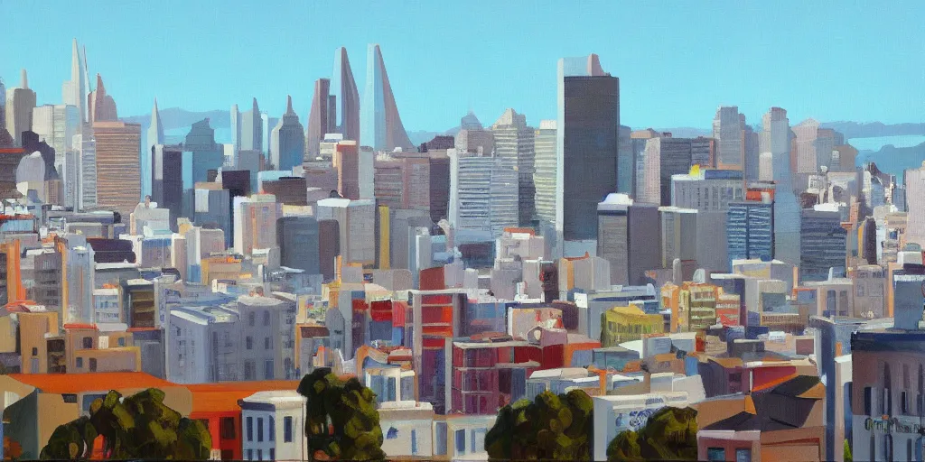 Image similar to new painting of San Francisco city by Greg Aronson, artstation