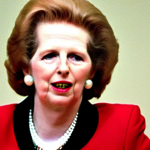 Image similar to margaret thatcher doing 8 0's style aerobics vhs quality