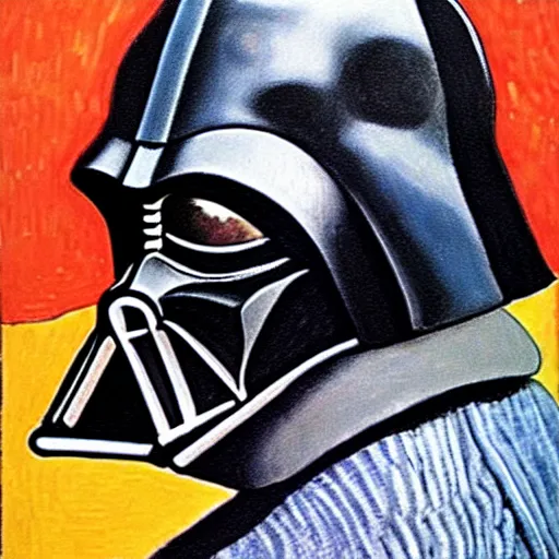 Prompt: portrait of Darth Vader by Van Gogh