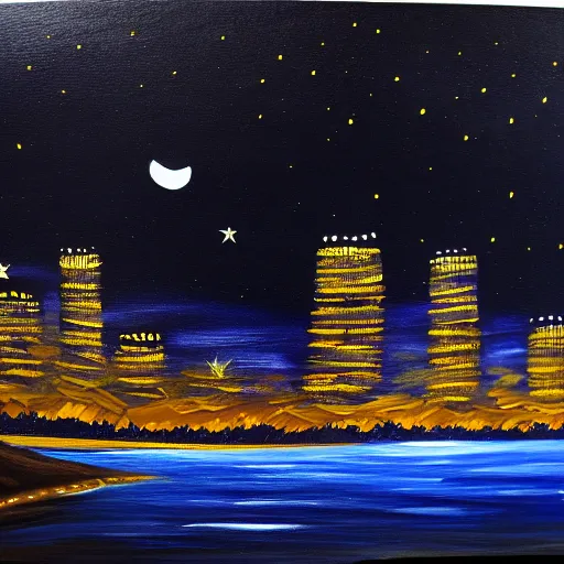 Image similar to night time, midnight. highly detailed painting 8 k