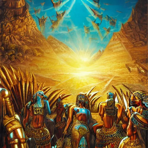 Image similar to epic disasterpiece excruciating death of Egyptian sun god Ken Kelly, photorealistic, cinematic, fantastic reality, detailed, intricate dramatic lighting, establishing shot, 8k resolution – W 1024