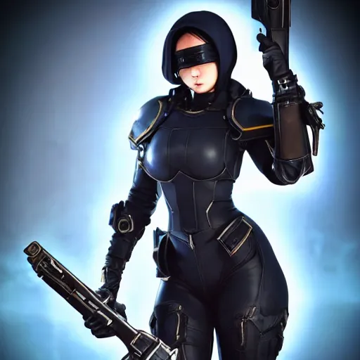 Prompt: full body shot of 2B with a black blindfold as a Starcraft 2 commander, highly-detailed