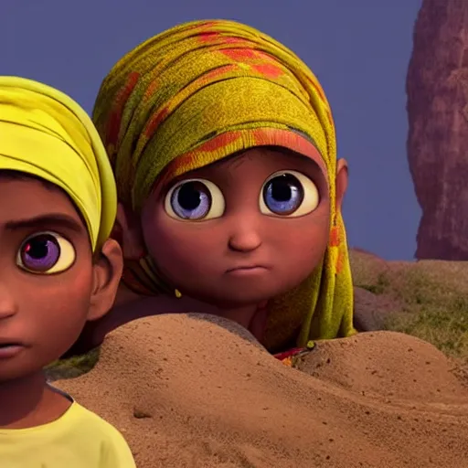 Prompt: the eyes of sharbat gula, pixar render, up movie