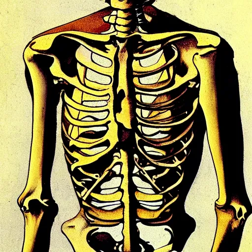 Prompt: human skeleton as painted by Leonardo DaVinci