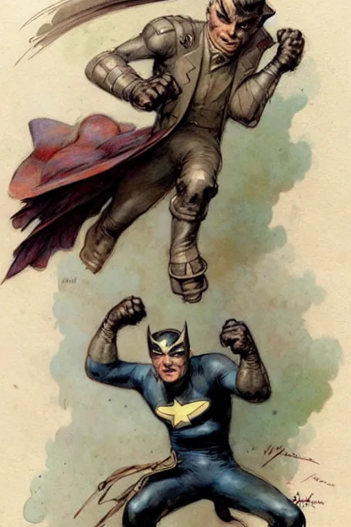 Prompt: (((((1950s superhero. muted colors.))))) by Jean-Baptiste Monge !!!!!!!!!!!!!!!!!!!!!!!!!!!