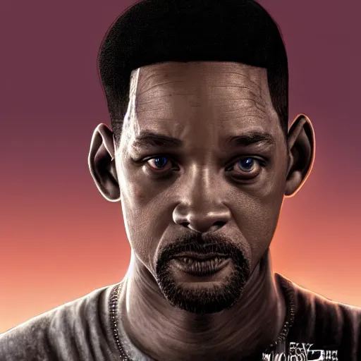 Image similar to eighties will smith as a zombie, 7 days to die zombie, fine art, award winning, intricate, elegant, sharp focus, cinematic lighting, highly detailed, digital painting, 8 k concept art, art by guweiz and z. w. gu, masterpiece, trending on artstation, 8 k